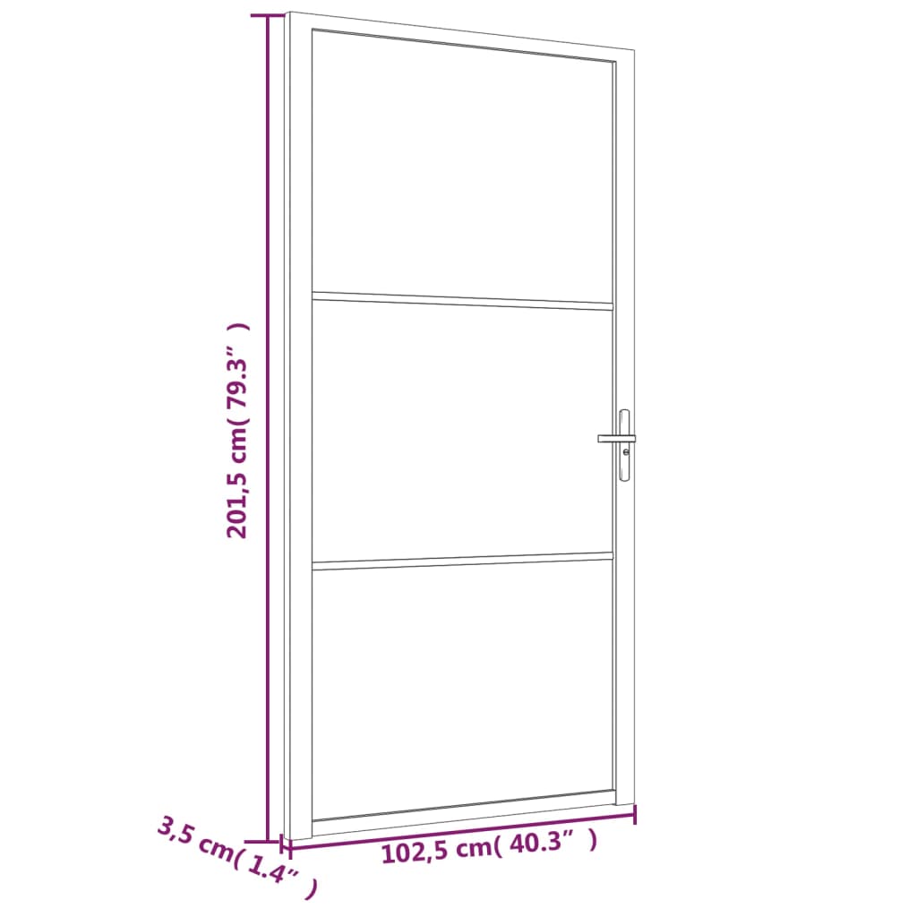 vidaXL Porta de interior 102,5x201,5 cm vidro mate e alumínio preto