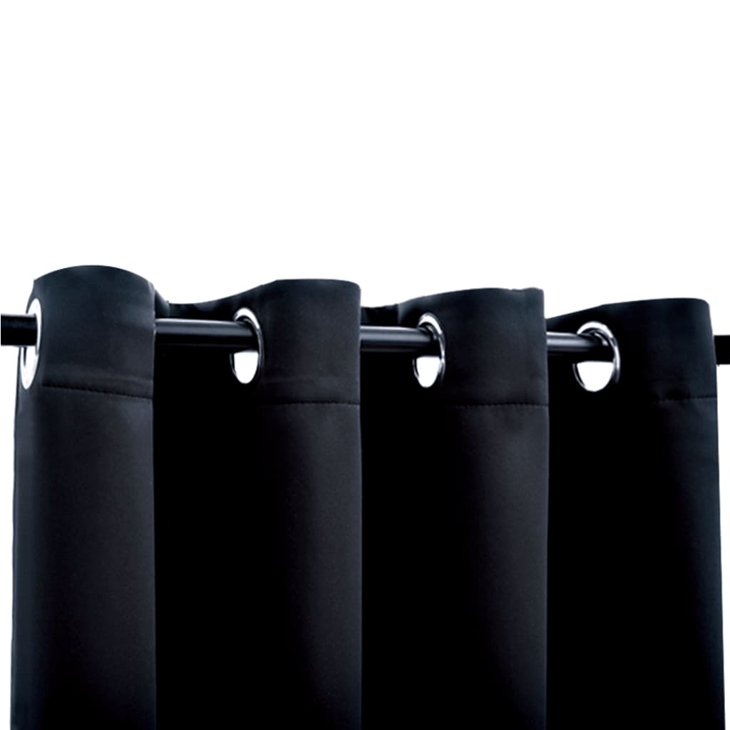 vidaXL Cortinas blackout com argolas em metal 2 pcs 140x225 cm preto