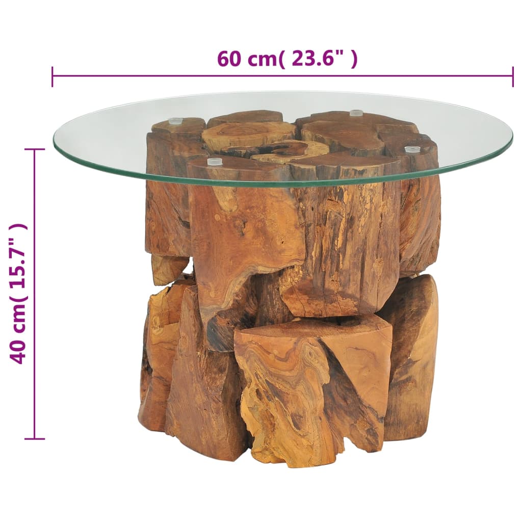 vidaXL Mesa de centro 60 cm madeira flutuante de teca maciça