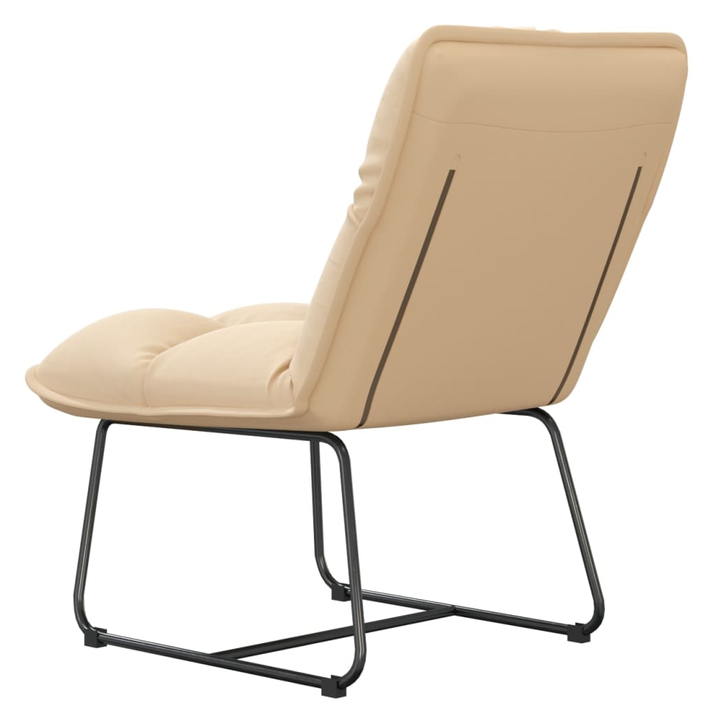 vidaXL Cadeira de lazer com estrutura de metal veludo cor creme