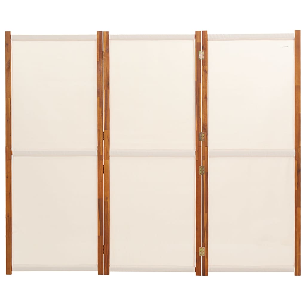 vidaXL Divisória/biombo com 3 painéis 210x180 cm branco nata