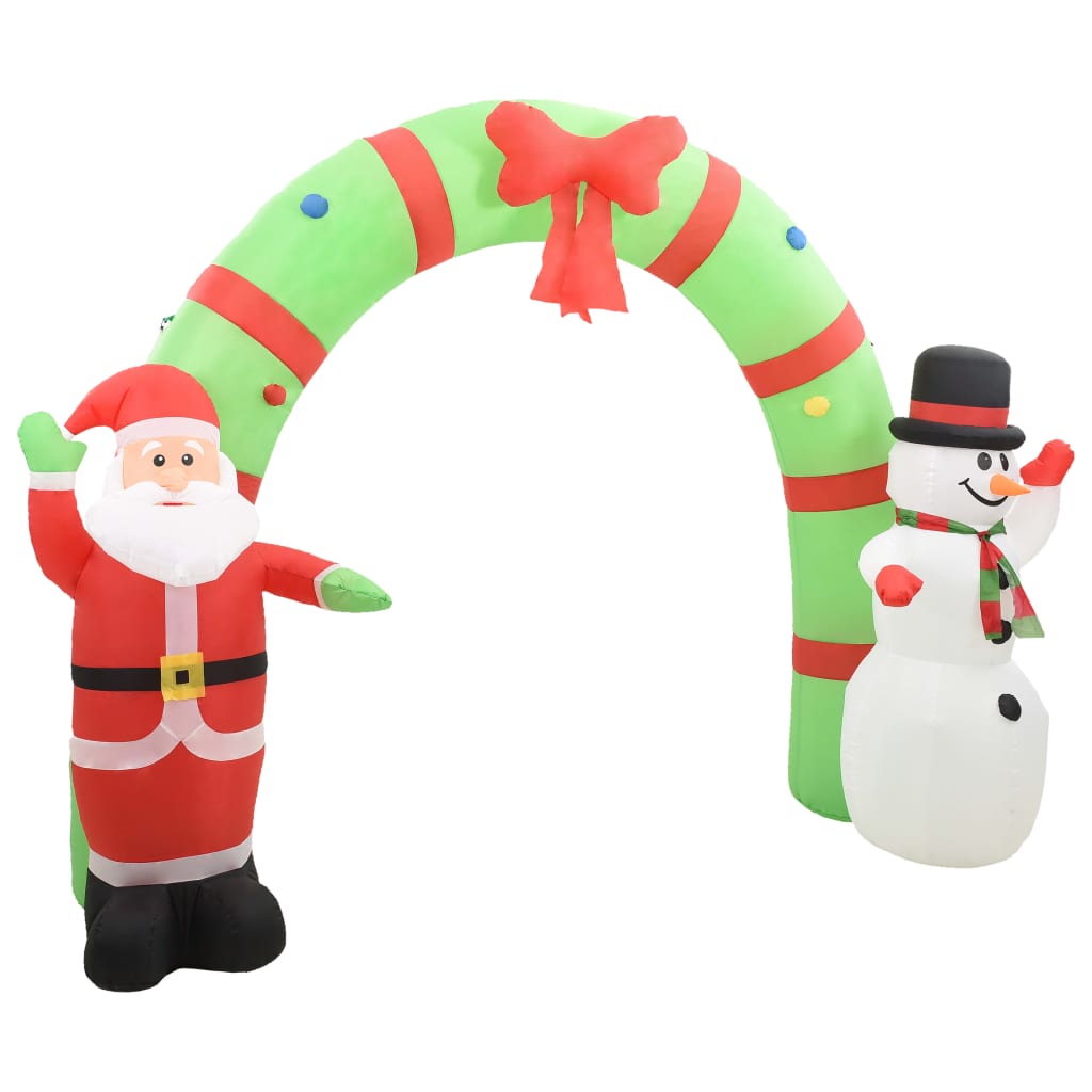 vidaXL Arco insuflável natalício Pai Natal e boneco de neve LED 223 cm