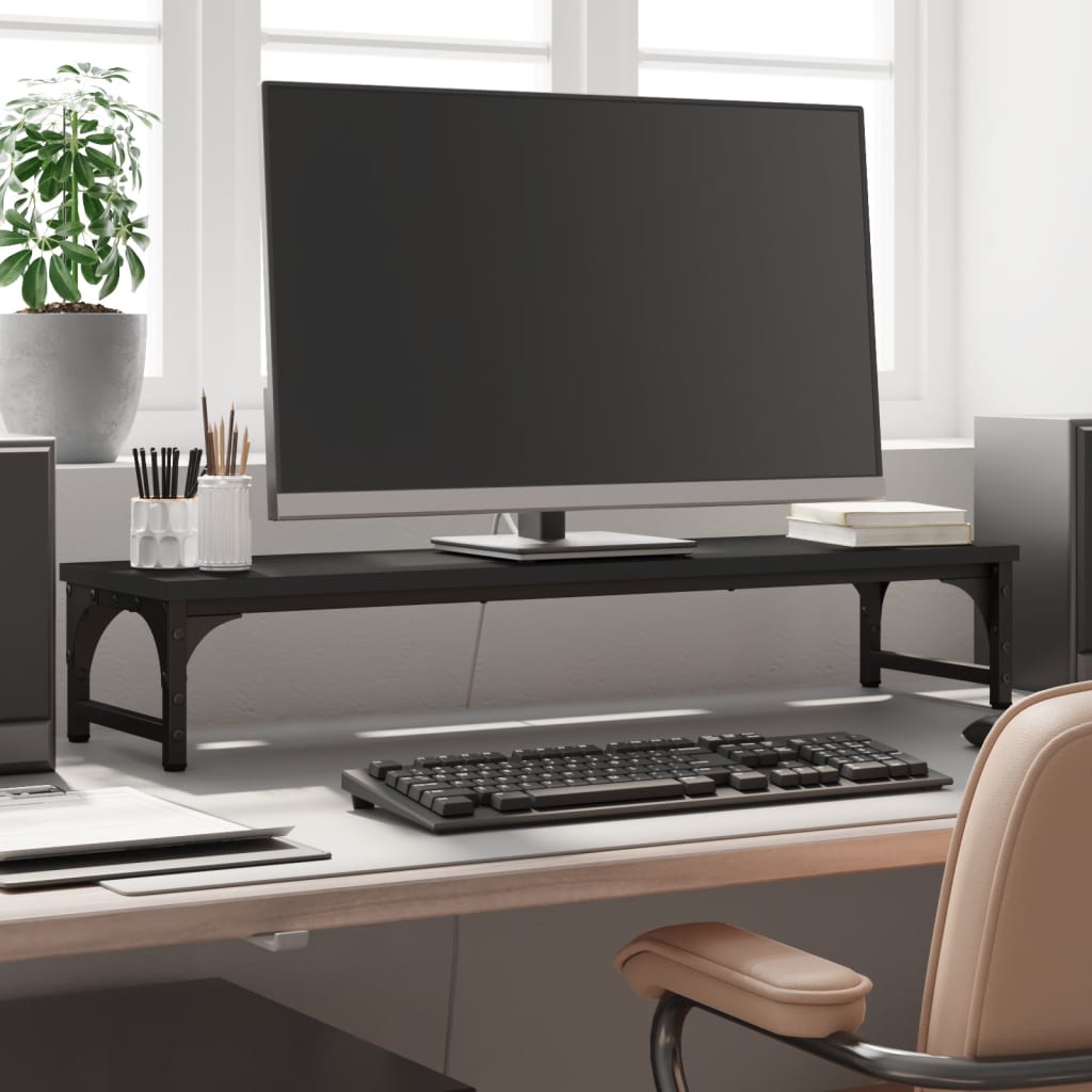 vidaXL Suporte de monitor 85x23x15,5 cm derivados de madeira preto