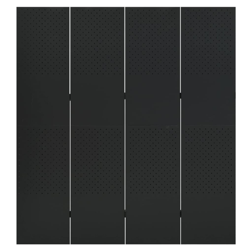 vidaXL Divisórias/biombos com 4 painéis 2 pcs aço 160x180 cm preto
