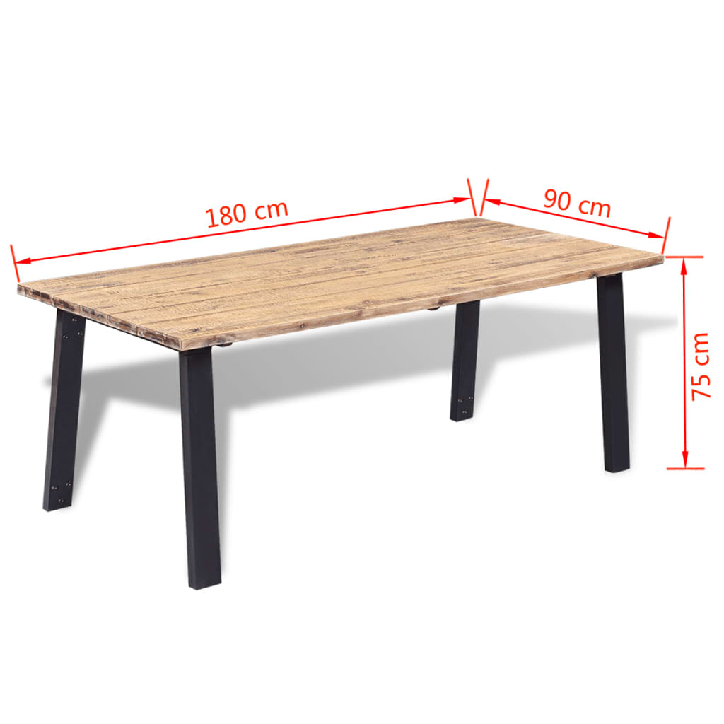 vidaXL Mesa de jantar, madeira de acácia sólida, 180 x 90cm