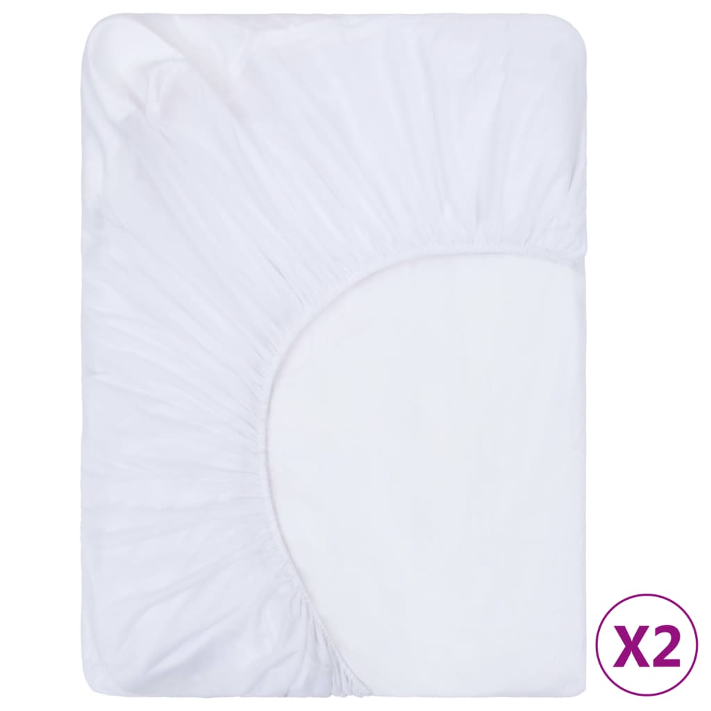 vidaXL Lençol ajustável impermeável 2 pcs 200x200 cm algodão branco