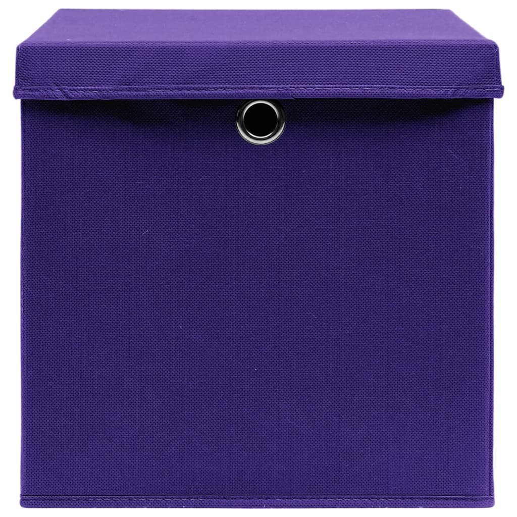 vidaXL Caixas de arrumação com tampas 10 pcs 28x28x28 cm roxo