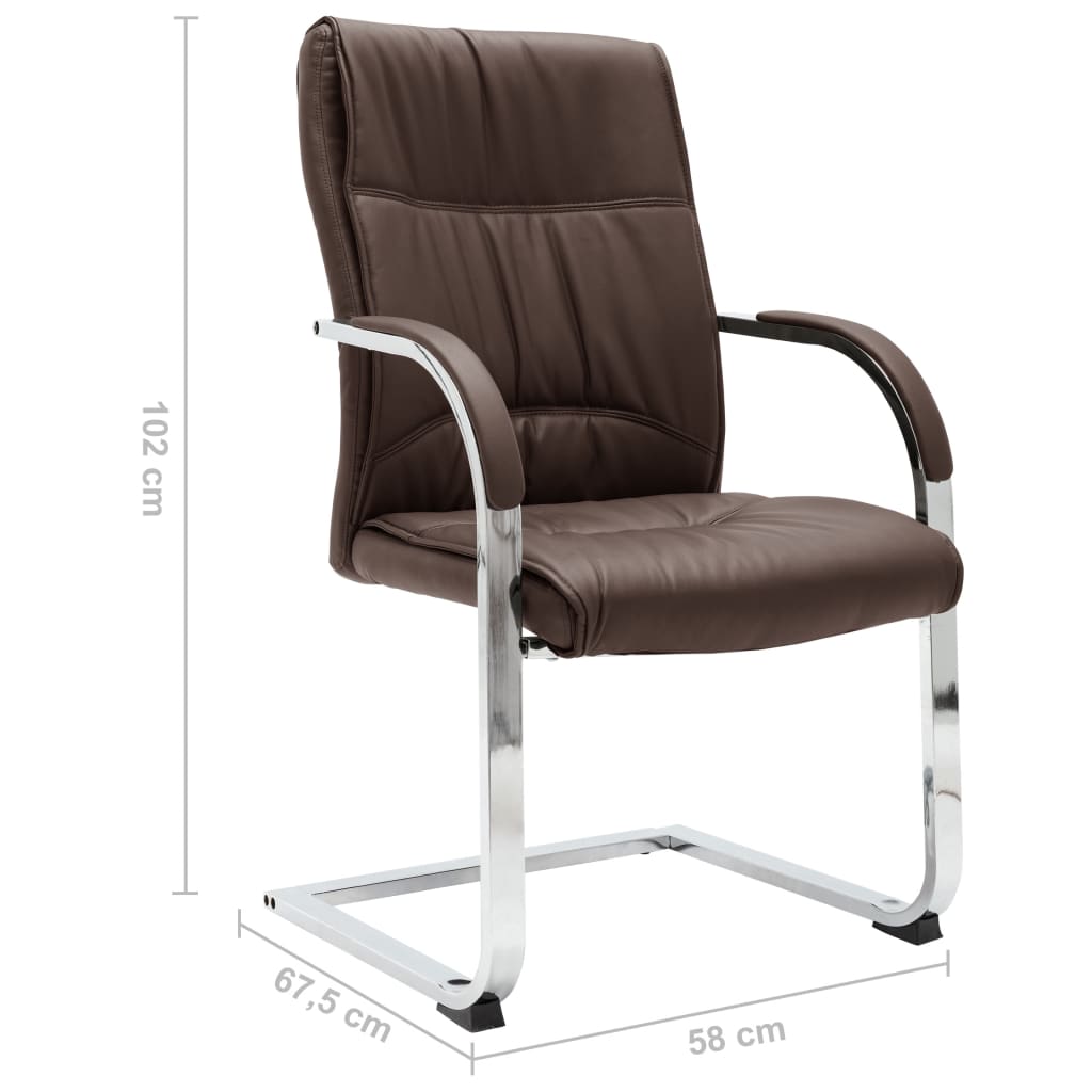 vidaXL Cadeira de escritório cantilever em couro artificial castanho