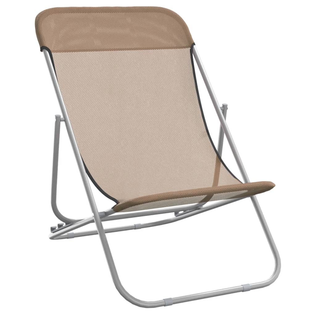 vidaXL Cadeiras praia dobráveis 2pcs textilene/aço cinza-acastanhado