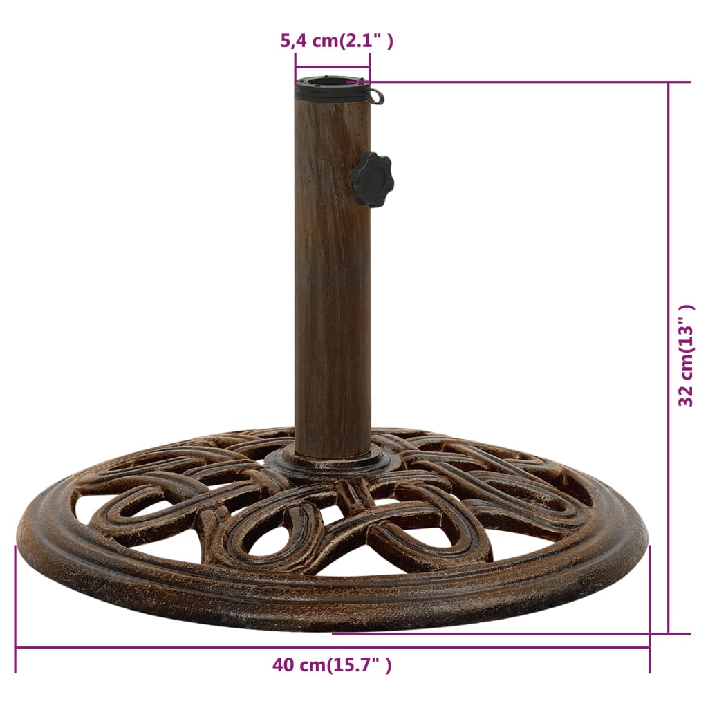 vidaXL Base para guarda-sol ferro fundido 40x40x32 cm bronze