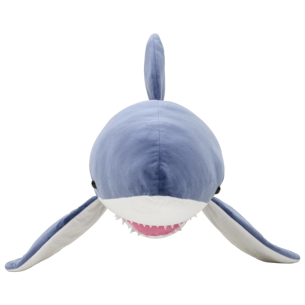 vidaXL Tubarão branco de peluche azul e branco