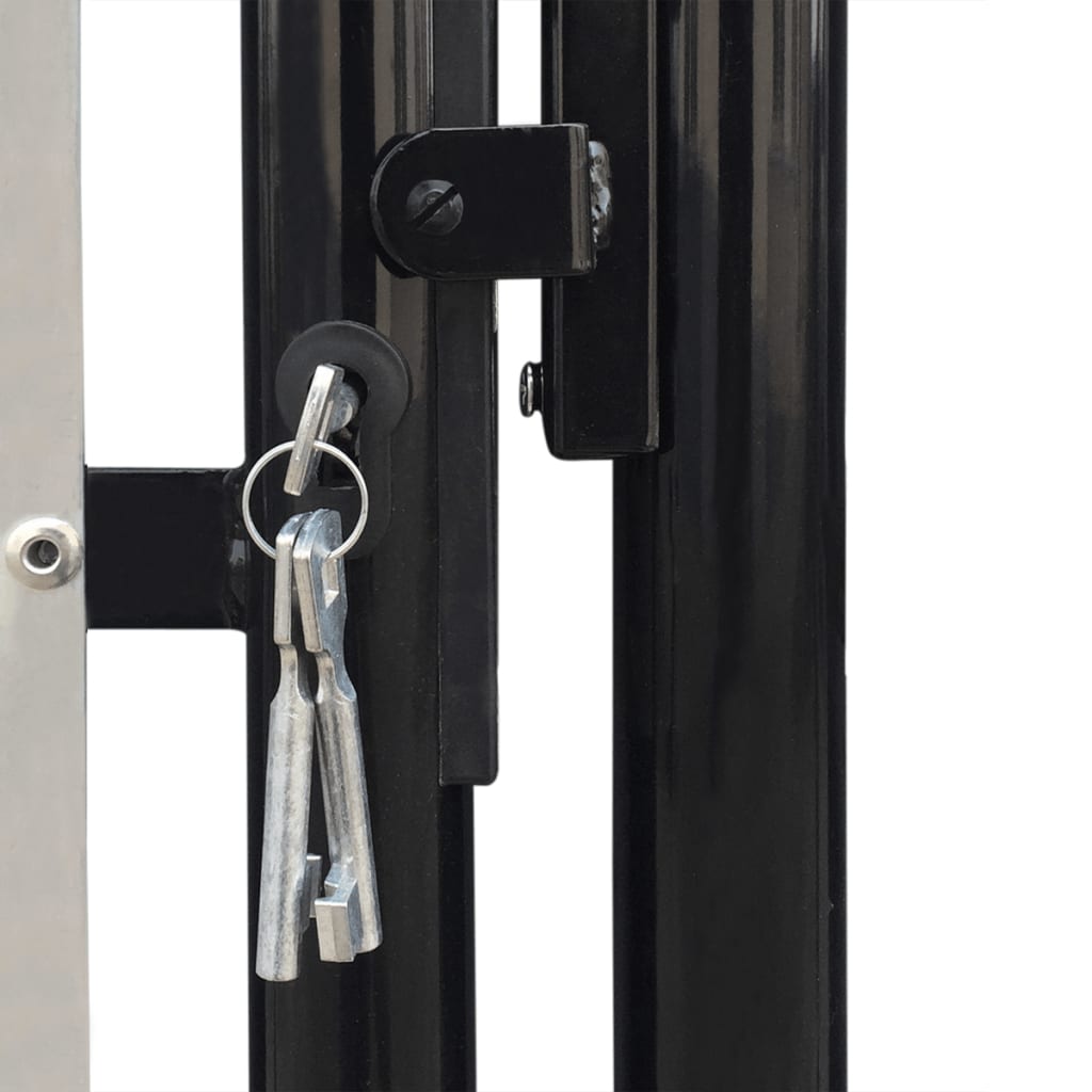 vidaXL Portão de cerca com porta única 300x225 cm preto