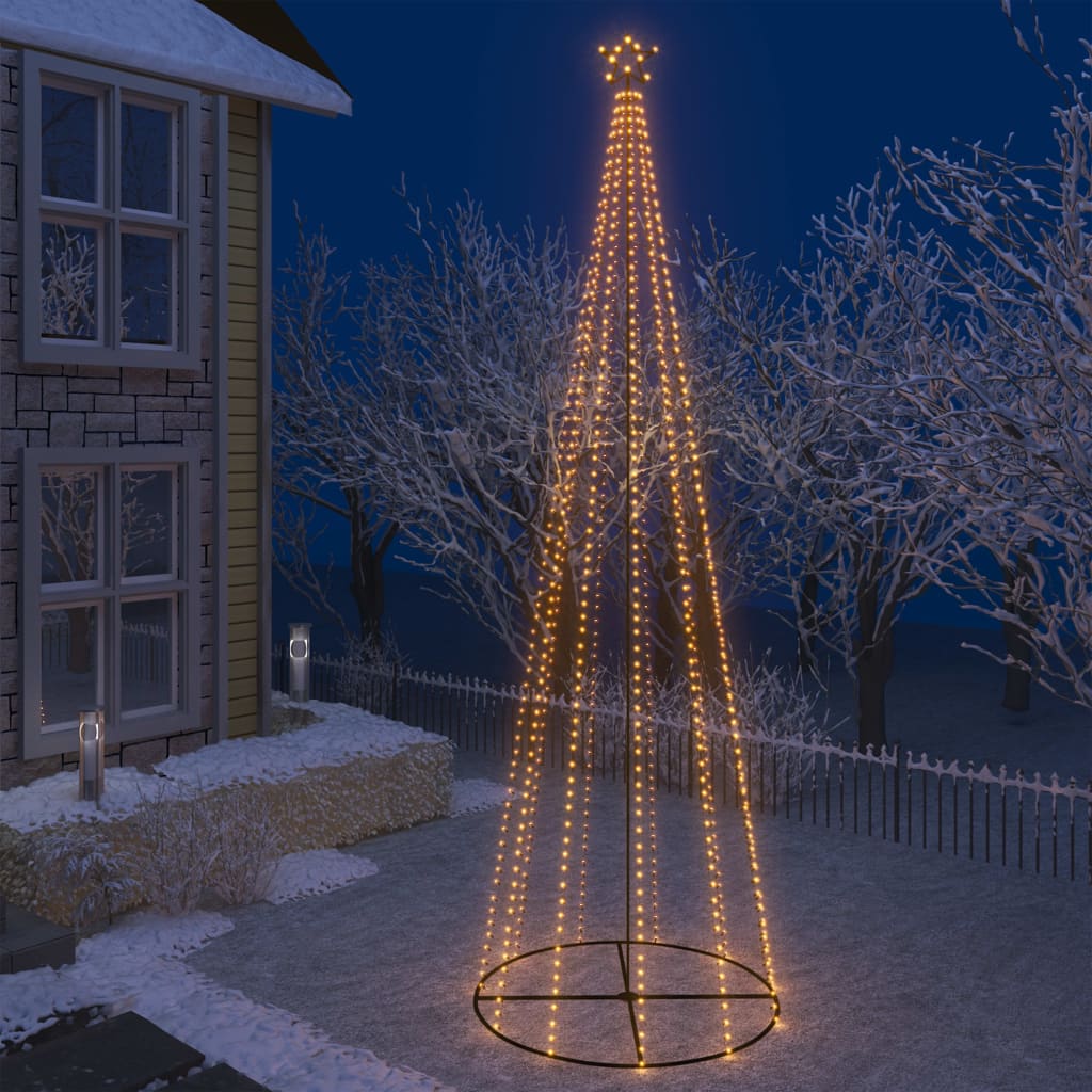 vidaXL Árvore de Natal em cone 752 luzes LED branco quente 160x500cm