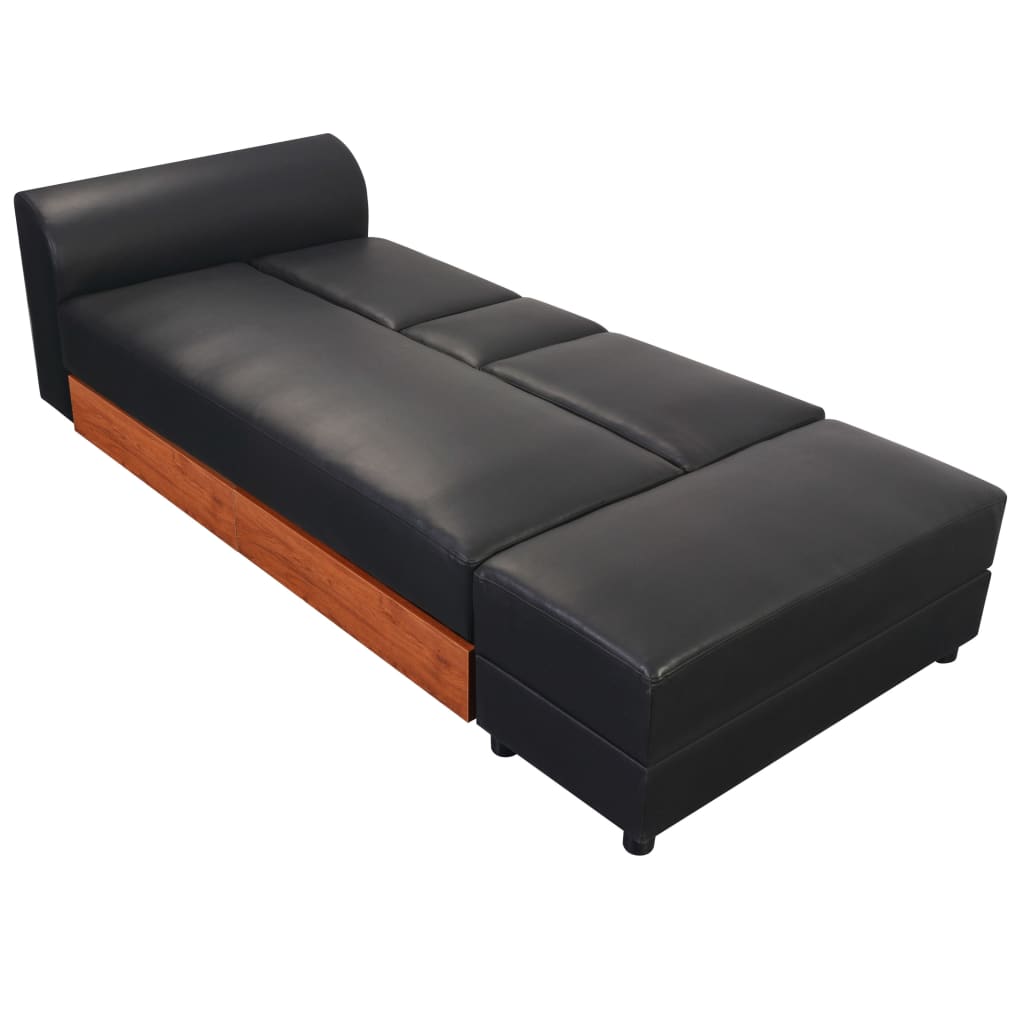 vidaXL Sofá-cama em couro artificial preto