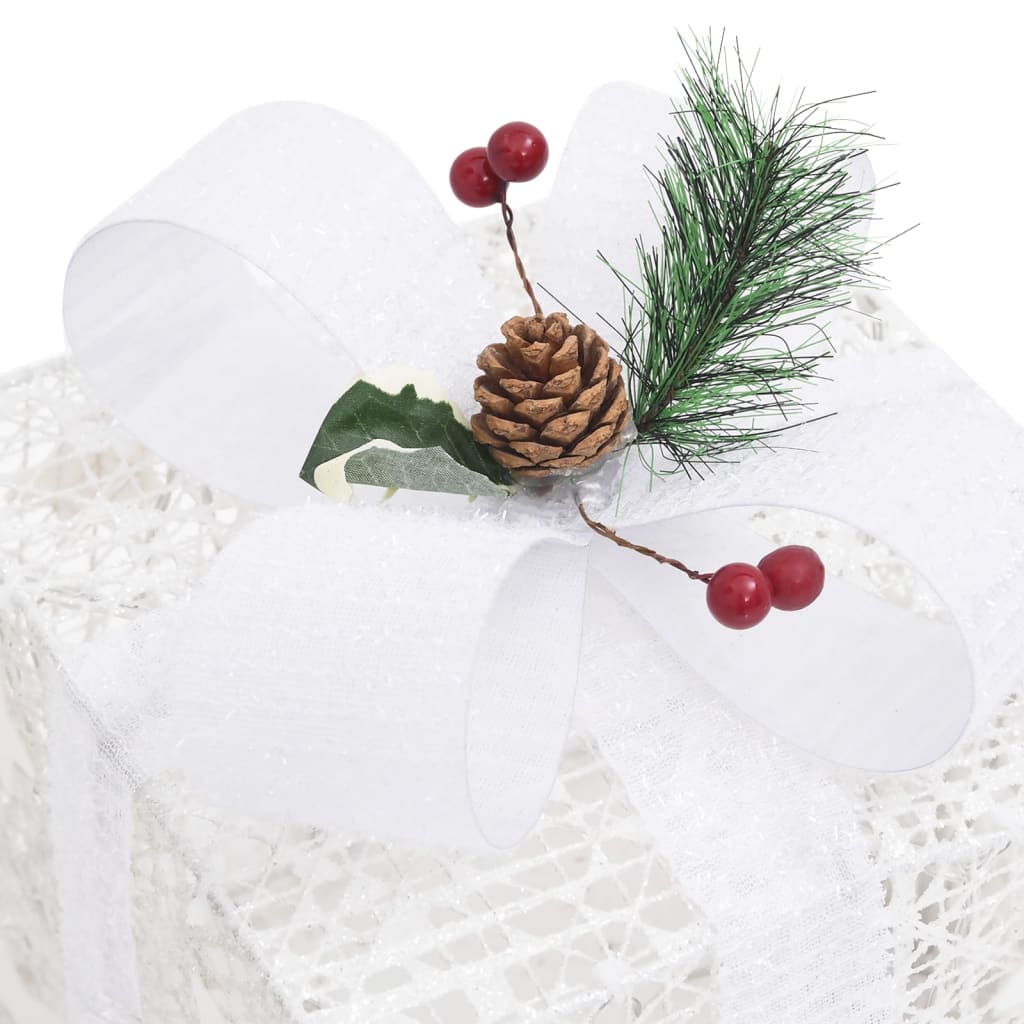 vidaXL Caixas de presente de Natal decorativas 3 pcs int/ext. branco
