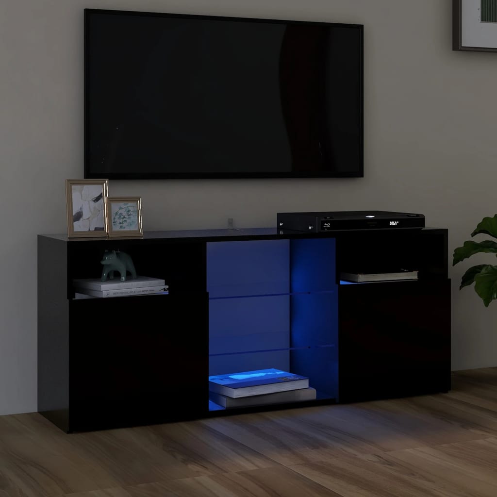 vidaXL Móvel de TV com luzes LED 120x30x50 cm preto