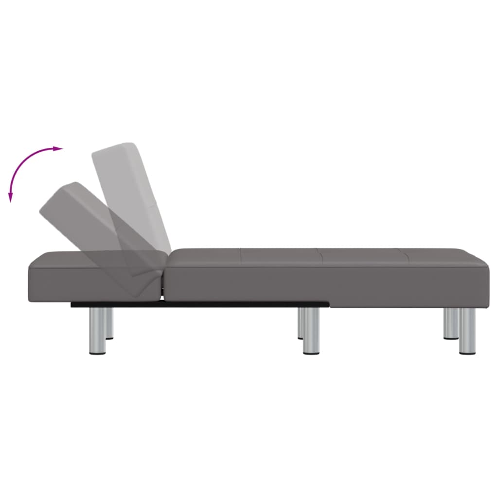 vidaXL Chaise longue couro artificial cinzento
