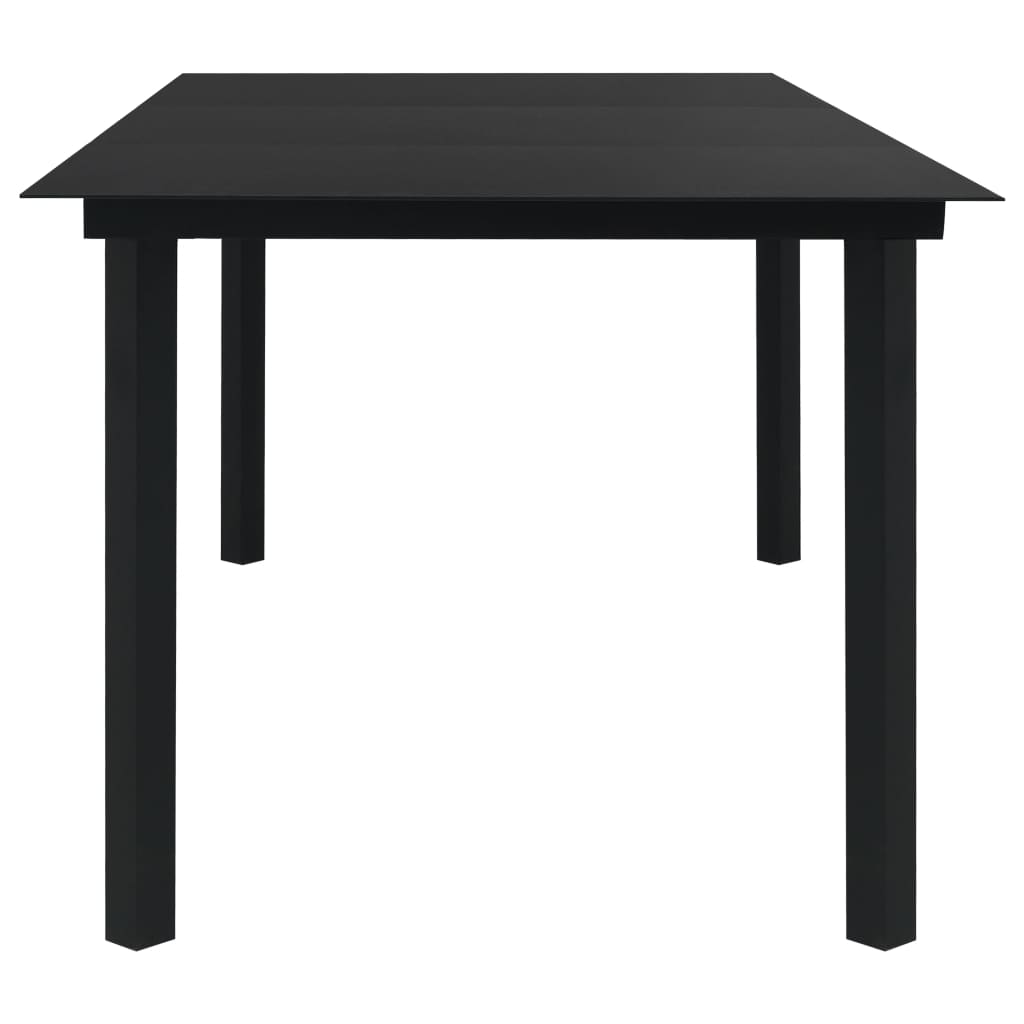 vidaXL Mesa de jantar para jardim 190x90x74 cm aço e vidro preto