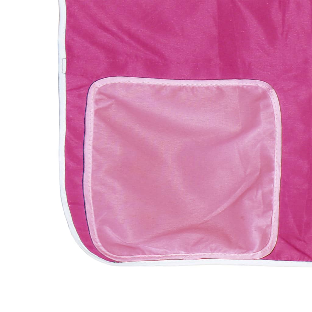 vidaXL Cama alta p/ criança c/ cortinas 80x200 cm pinho maciço rosa