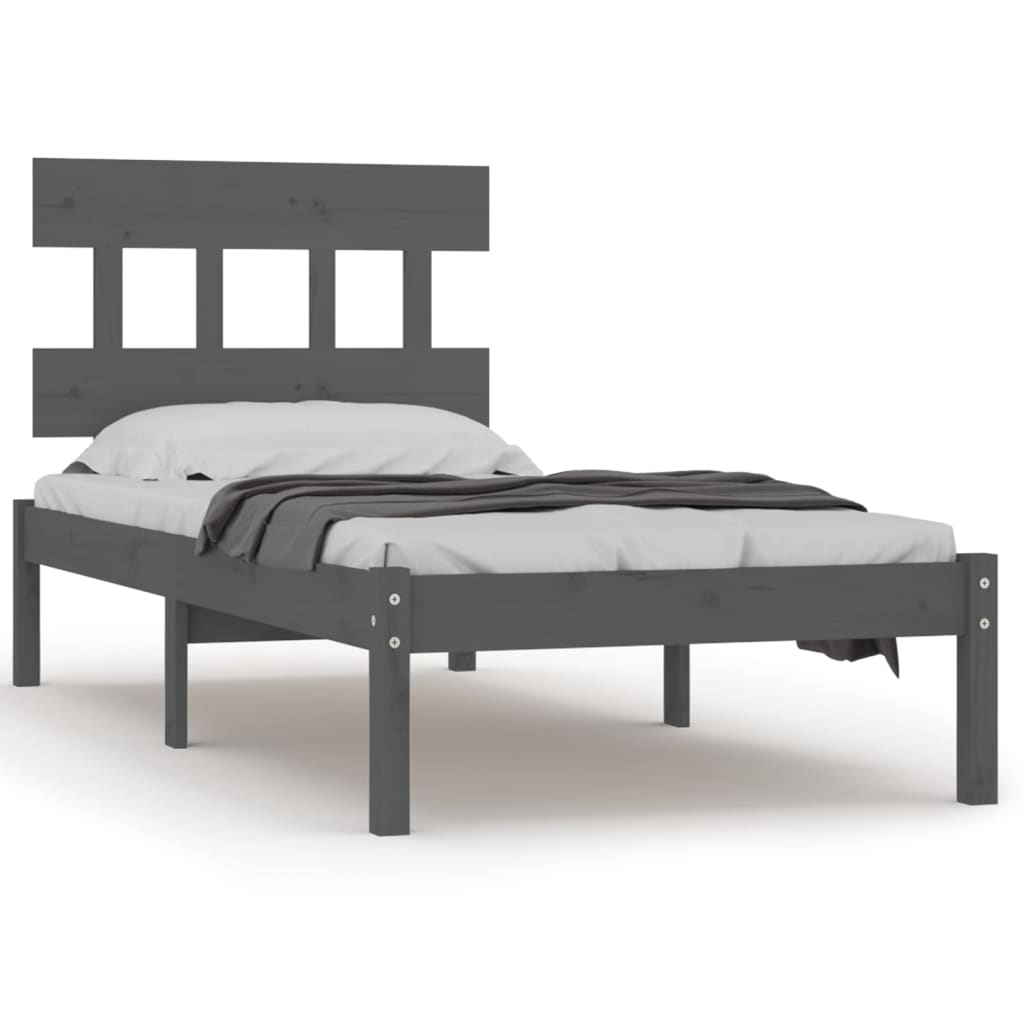 vidaXL Estrutura cama solteiro 90x200 cm madeira maciça cinzento