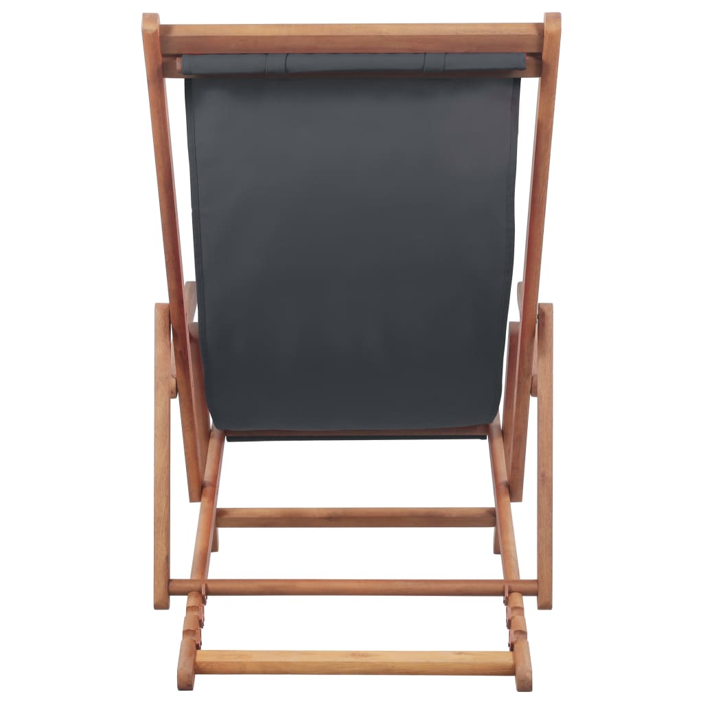 vidaXL Cadeira de praia dobrável tecido estrutura de madeira cinzento