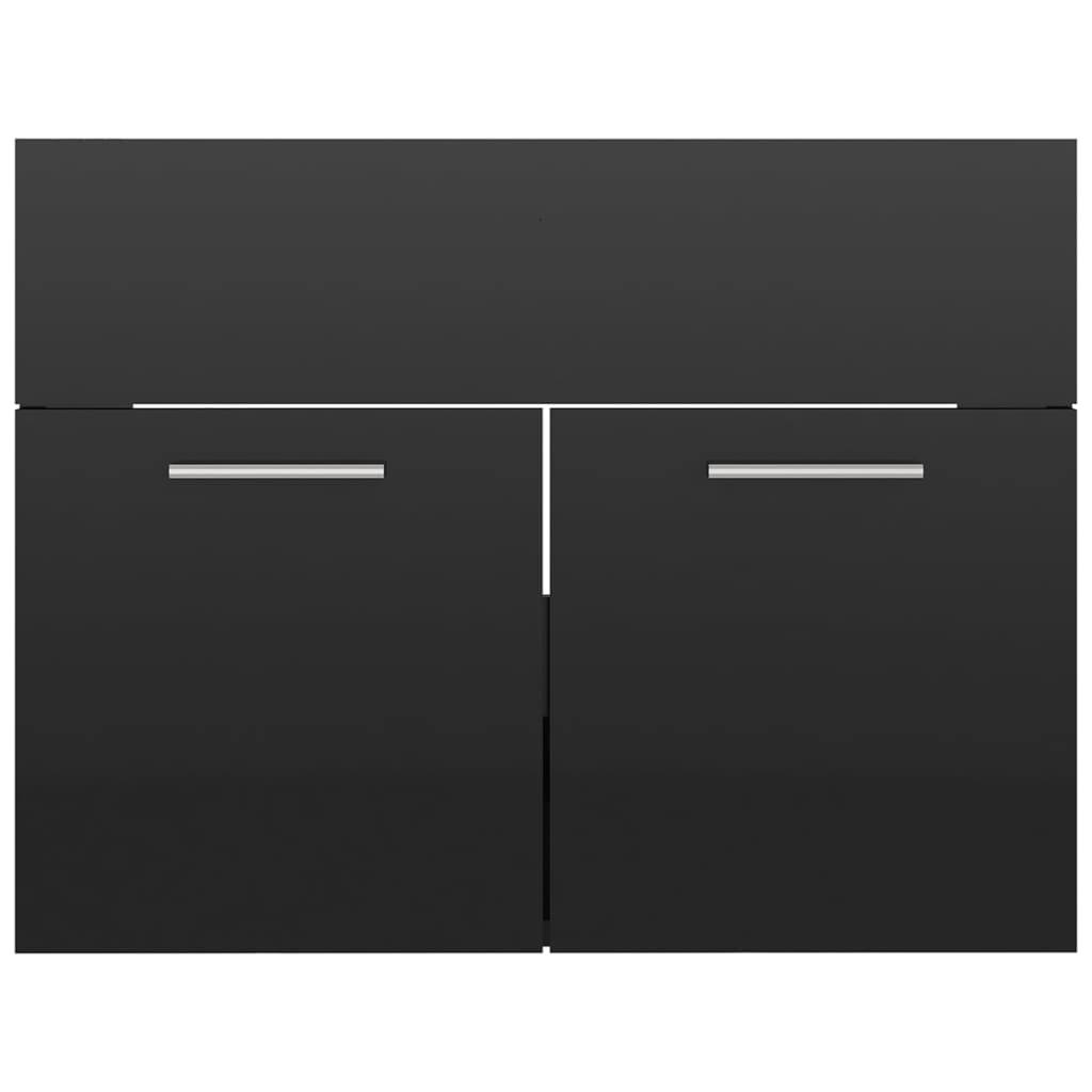 vidaXL 2 pcs conj. móveis casa de banho contraplacado preto brilhante