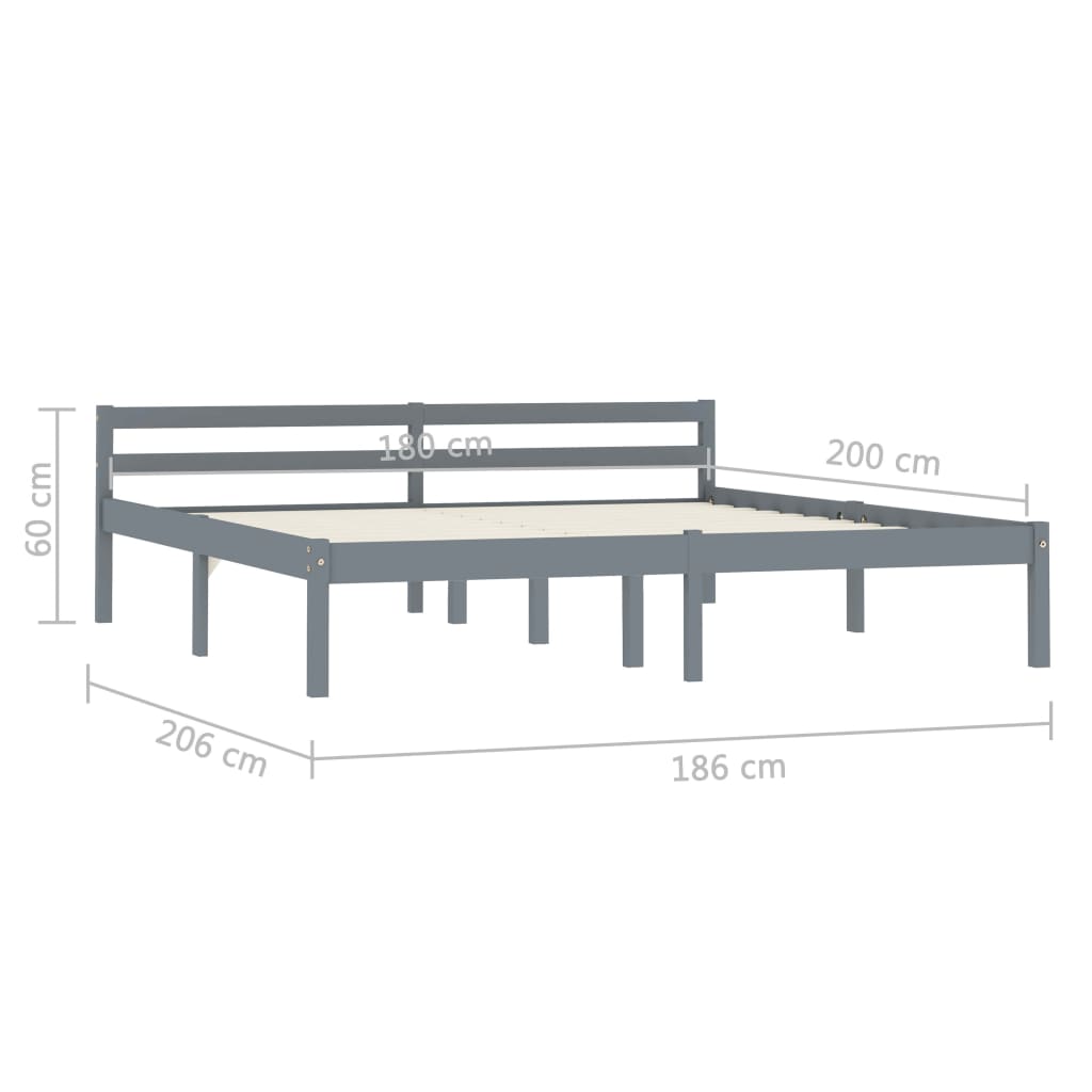 vidaXL Estrutura de cama 180x200 cm madeira pinho maciço cinzento