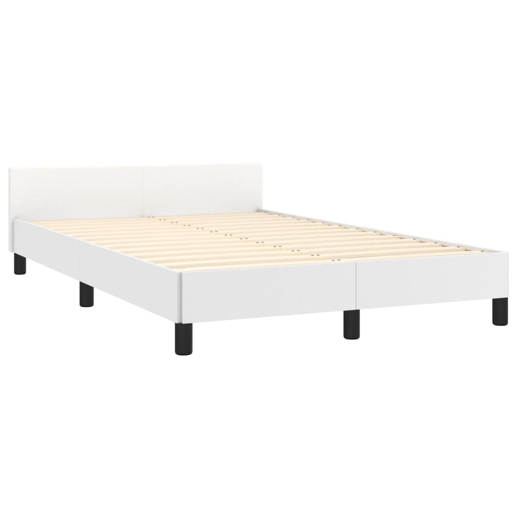 vidaXL Estrutura cama c/ cabeceira 120x190 cm couro artificial branco