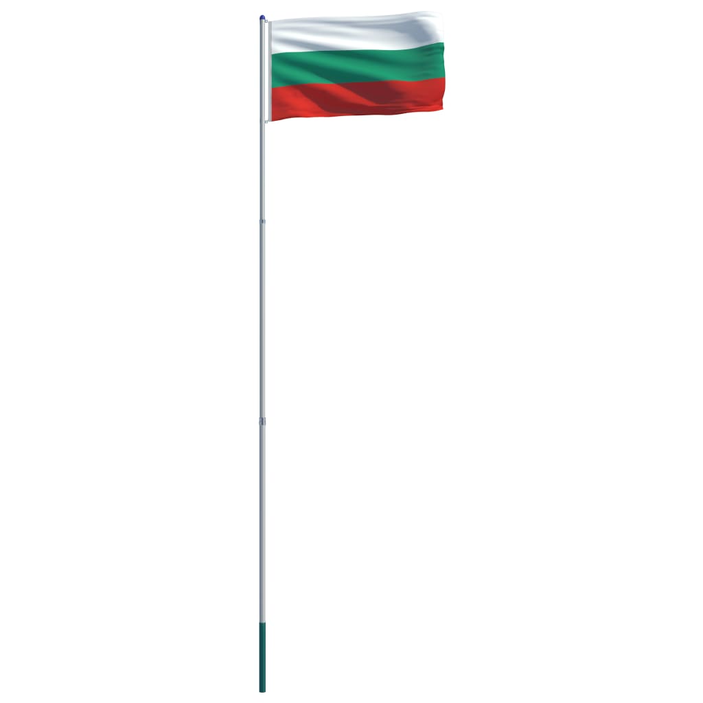 vidaXL Bandeira da Bulgária com mastro de alumínio 6 m