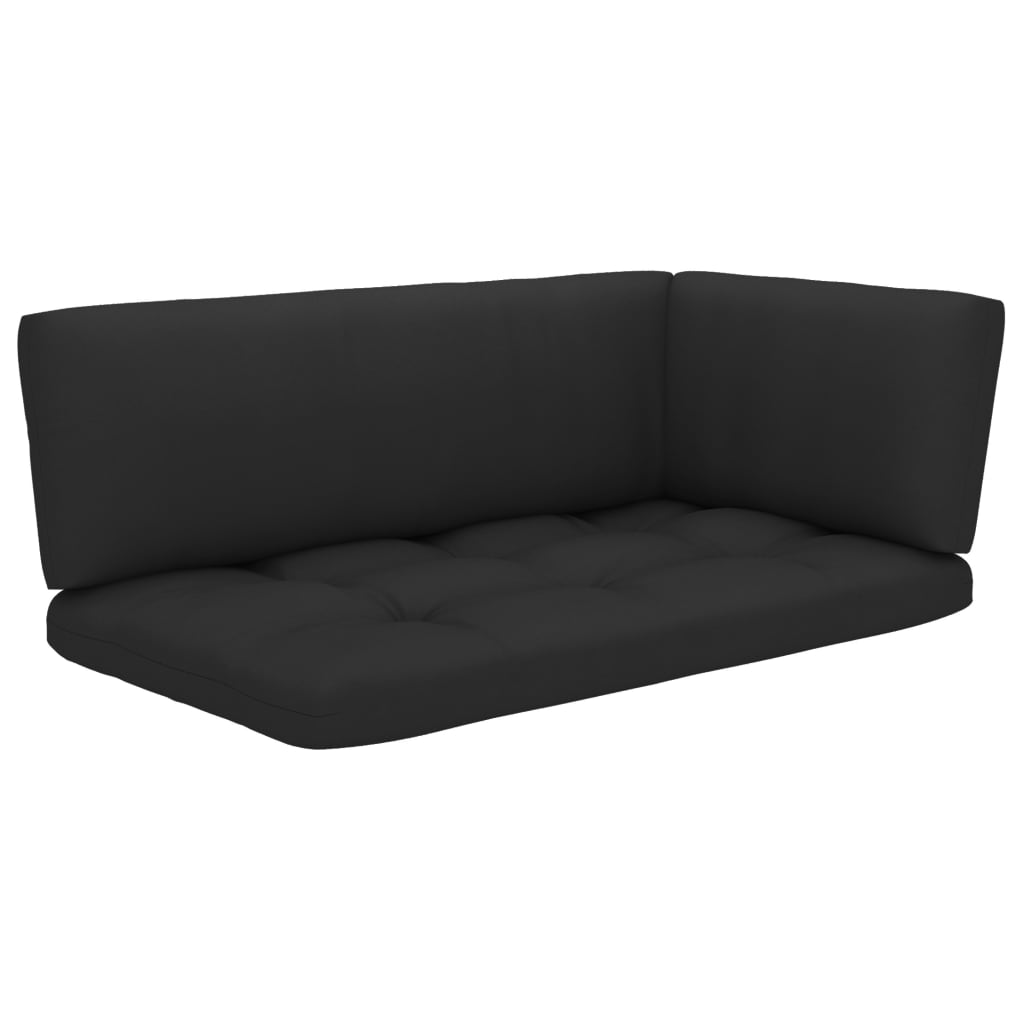 vidaXL 6 pcs conj. lounge paletes c/ almofadões pinho impregnado preto