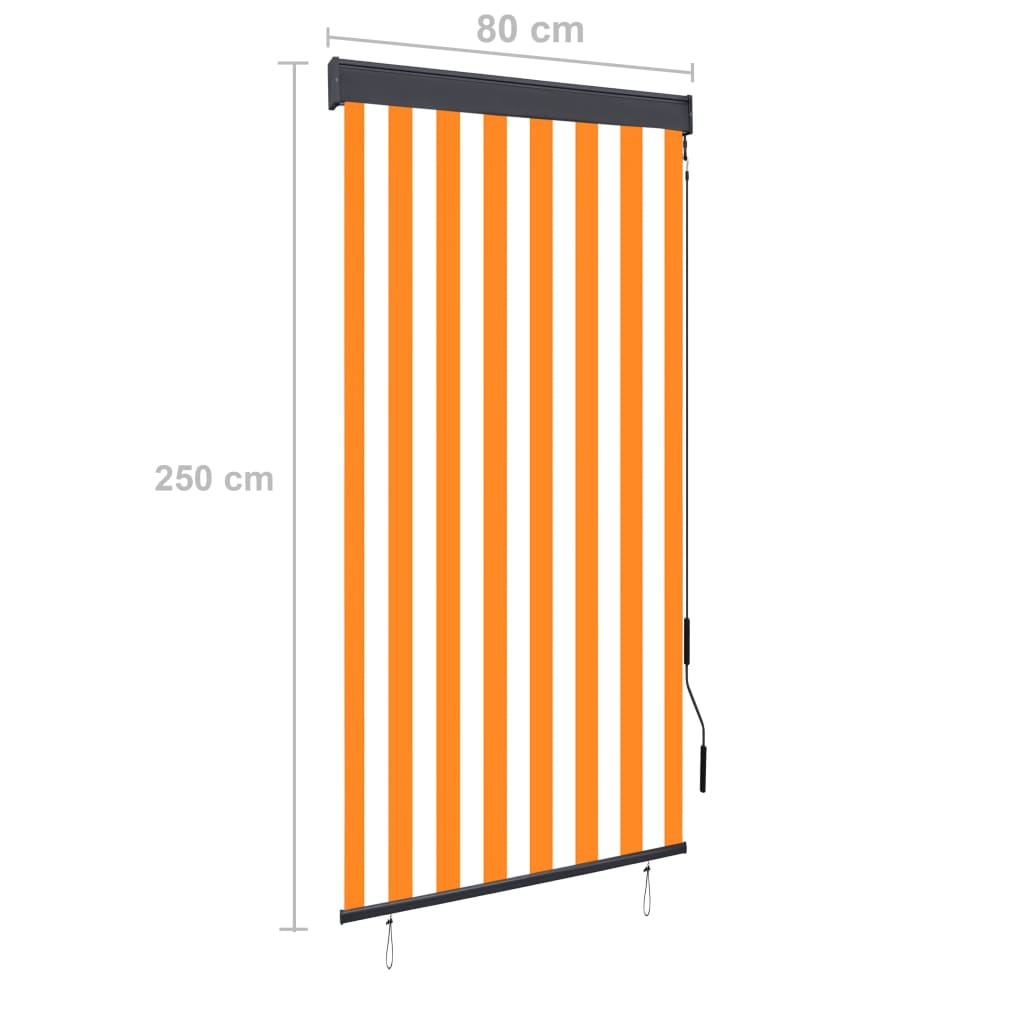 vidaXL Estore de rolo para exterior 80x250 cm branco e laranja