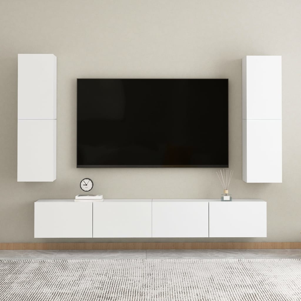 vidaXL Móveis de TV 2 pcs 30,5x30x110 cm contraplacado branco