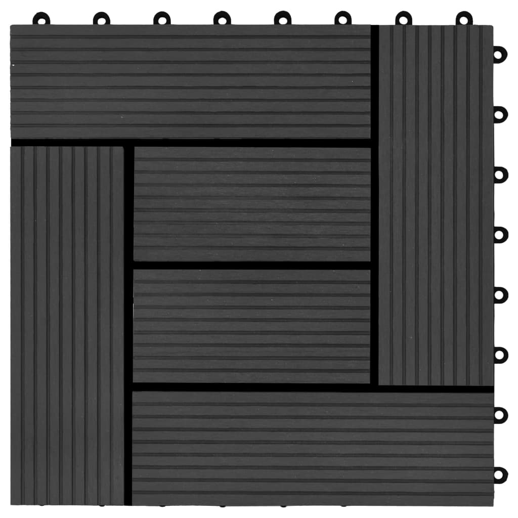 vidaXL Ladrilhos de pavimento 22 pcs WPC 2m² 30x30 cm preto
