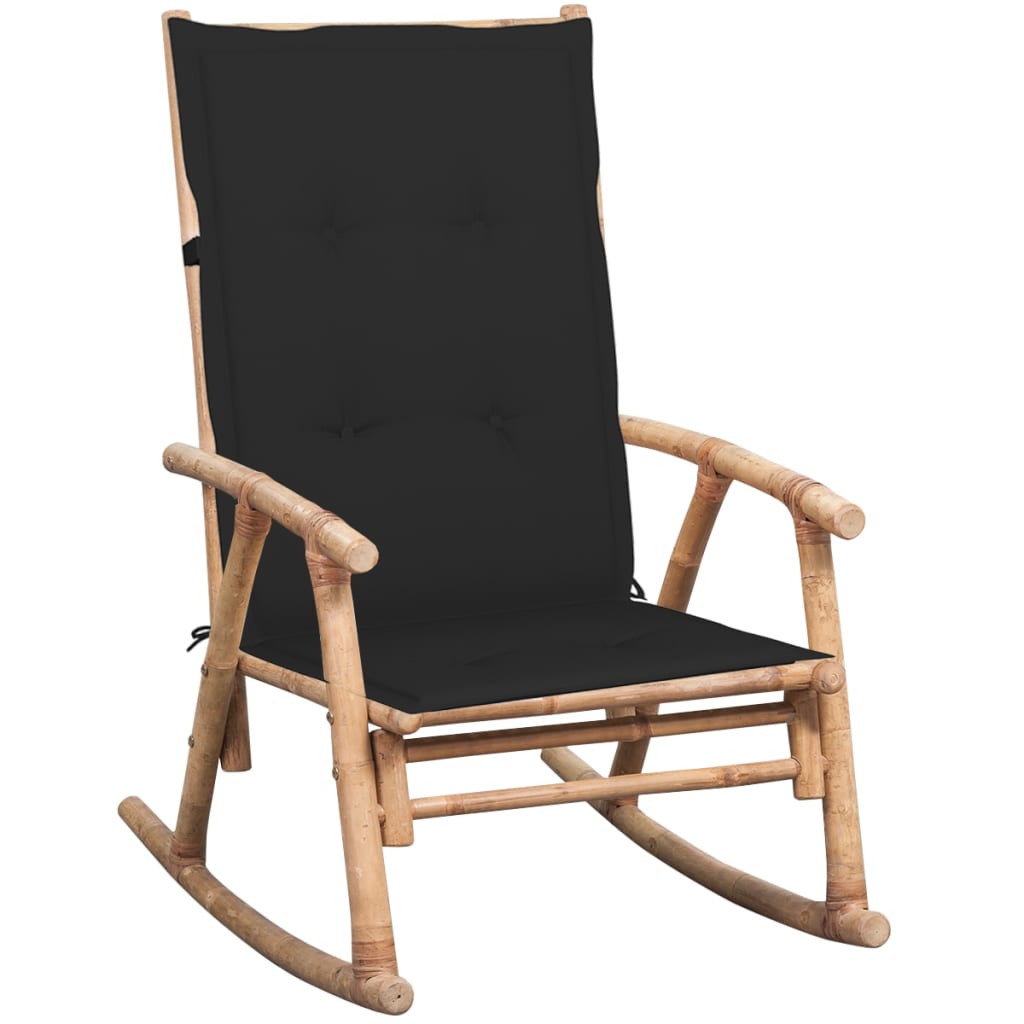 vidaXL Cadeira de baloiço com almofadão bambu