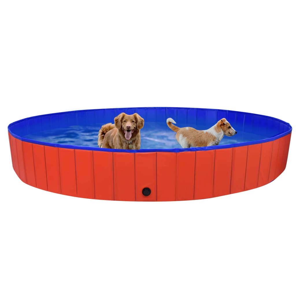 vidaXL Piscina para cães dobrável 300x40 cm PVC vermelho