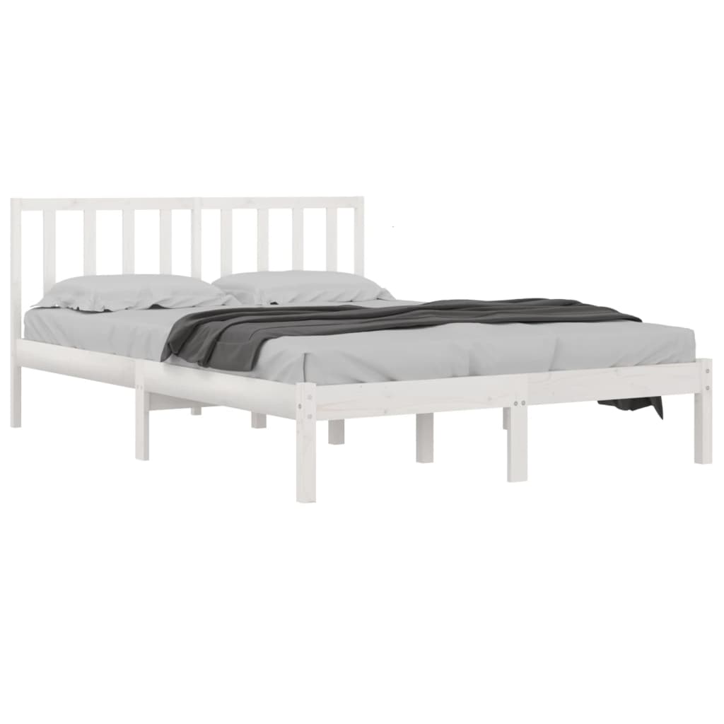 vidaXL Estrutura de cama super king 180x200 cm pinho maciço branco