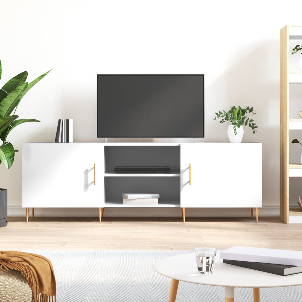 vidaXL Móvel de TV 150x30x50 cm derivados de madeira branco brilhante