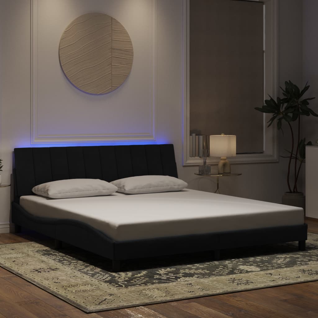 vidaXL Estrutura de cama com luzes LED 180x200 cm veludo preto