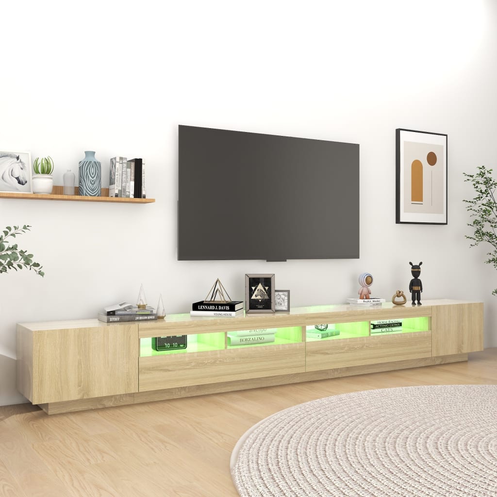 vidaXL Móvel de TV com luzes LED 300x35x40 cm carvalho sonoma