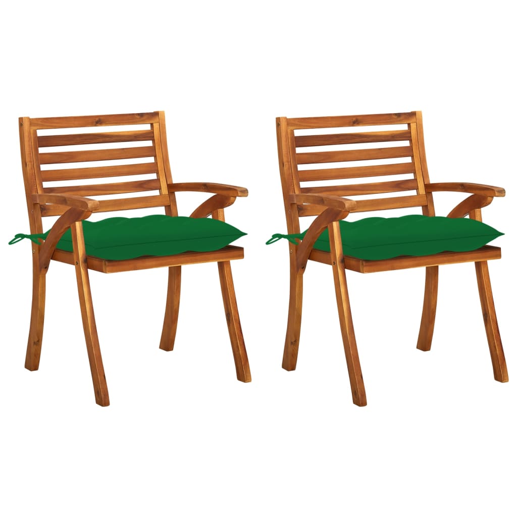 vidaXL Cadeiras de jantar jardim c/ almofadões 2 pcs acácia maciça