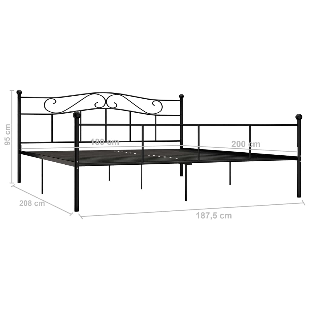 vidaXL Estrutura de cama em metal 180x200 cm preto