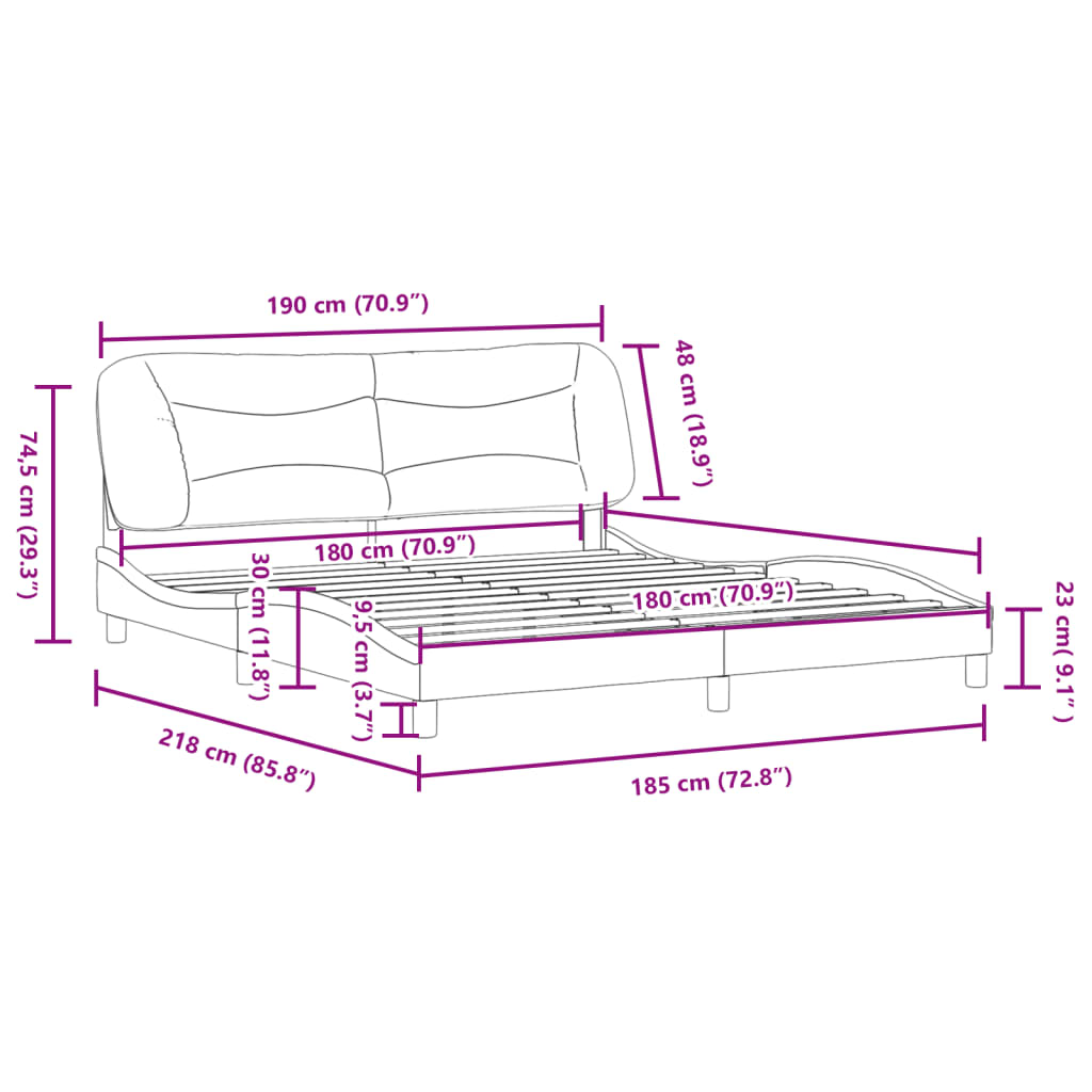 vidaXL Estrutura de cama 180x200 cm tecido castanho-escuro