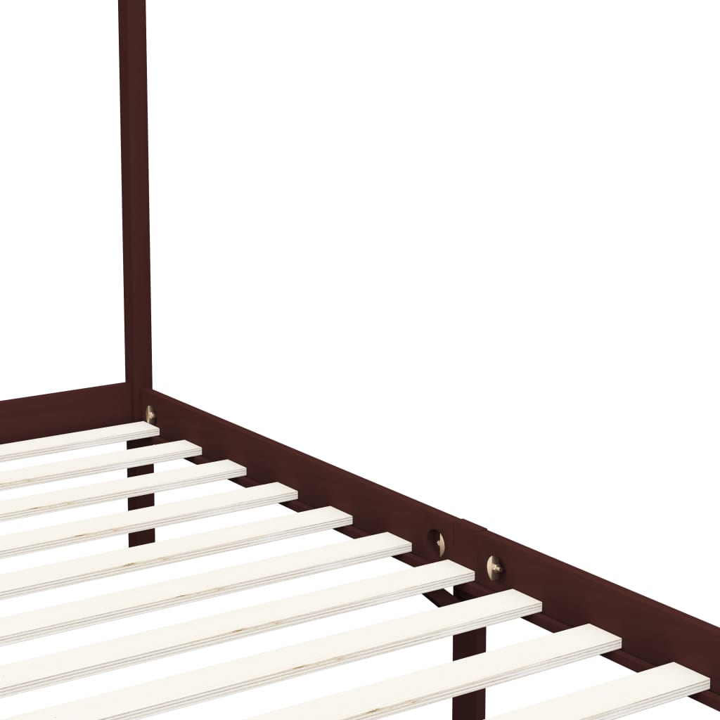 vidaXL Estrutura cama com toldo 180x200cm pinho maciço castanho-escuro
