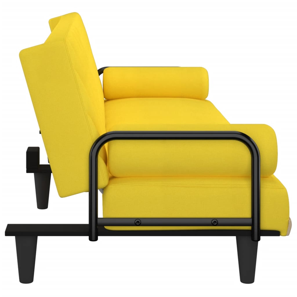 vidaXL Sofá-cama com apoio de braços tecido amarelo-claro