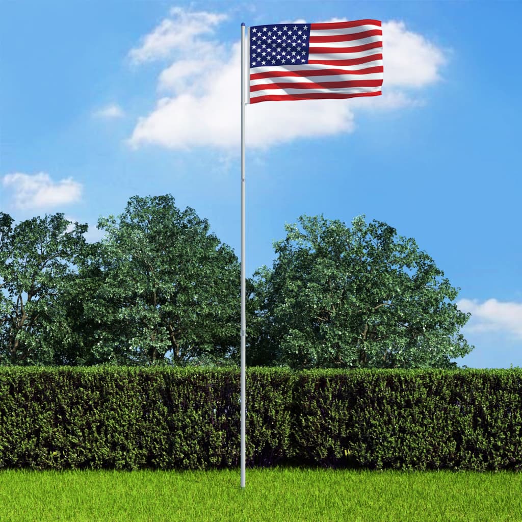 vidaXL Bandeira dos EUA com mastro de alumínio 6 m
