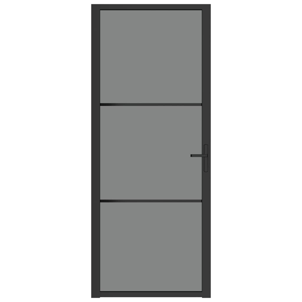 vidaXL Porta de interior 83x201,5 cm vidro ESG e alumínio preto