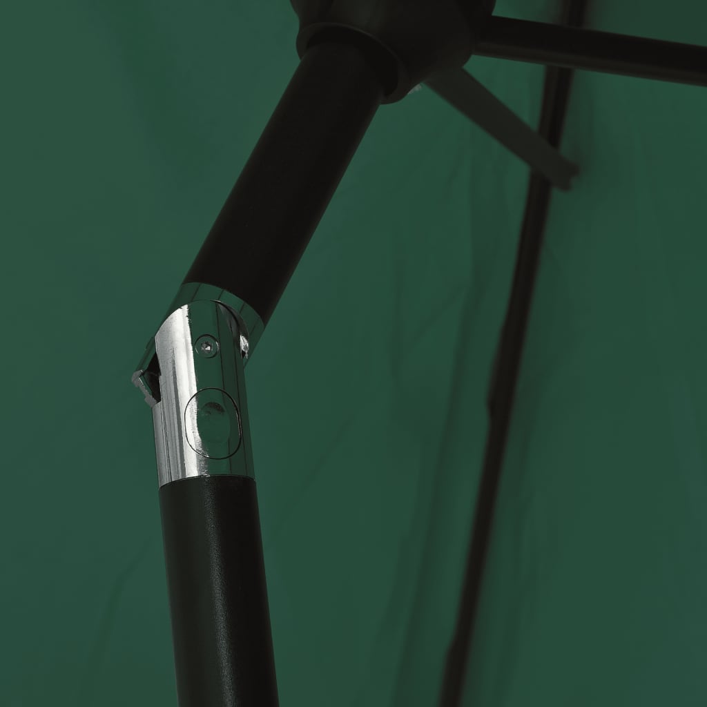 vidaXL Guarda-sol cantilever com LED, 3 m, verde