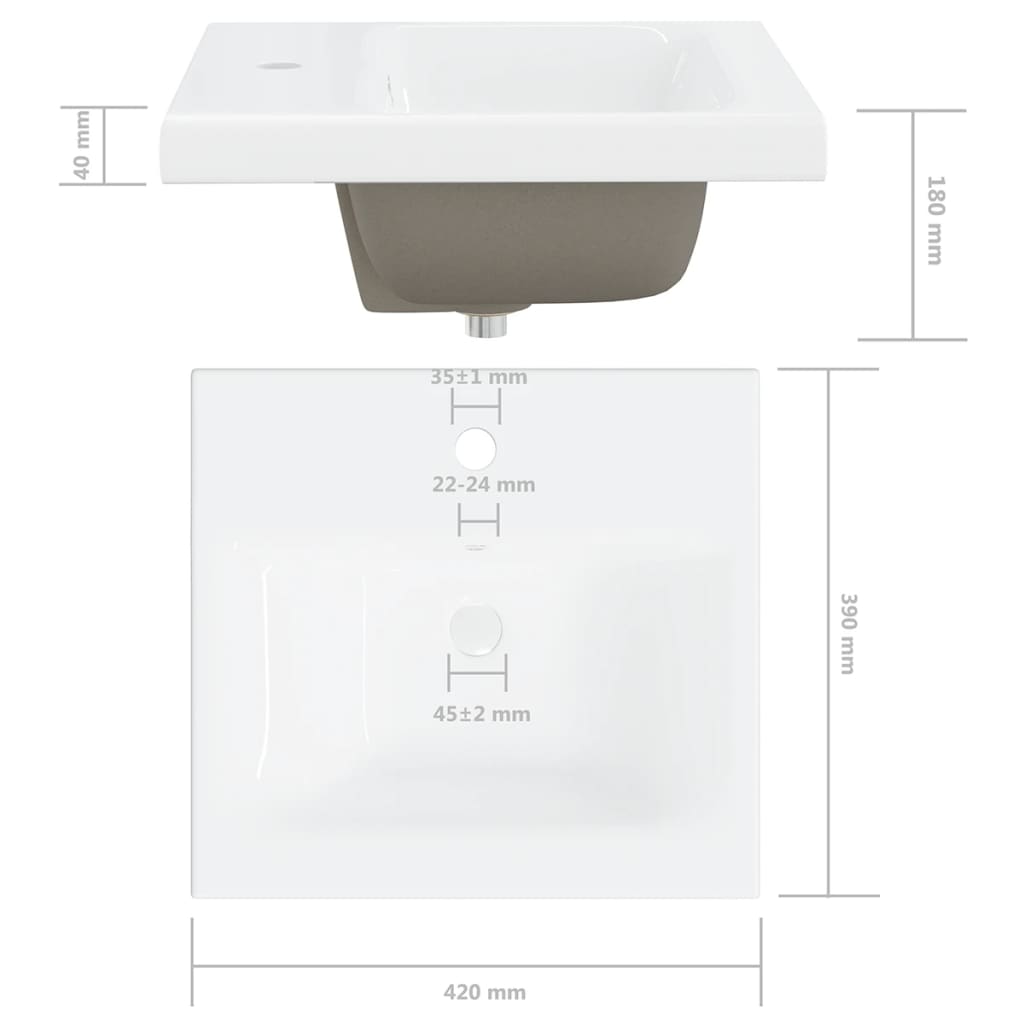 vidaXL Armário lavatório + lavatório embutido contrap. branco e sonoma