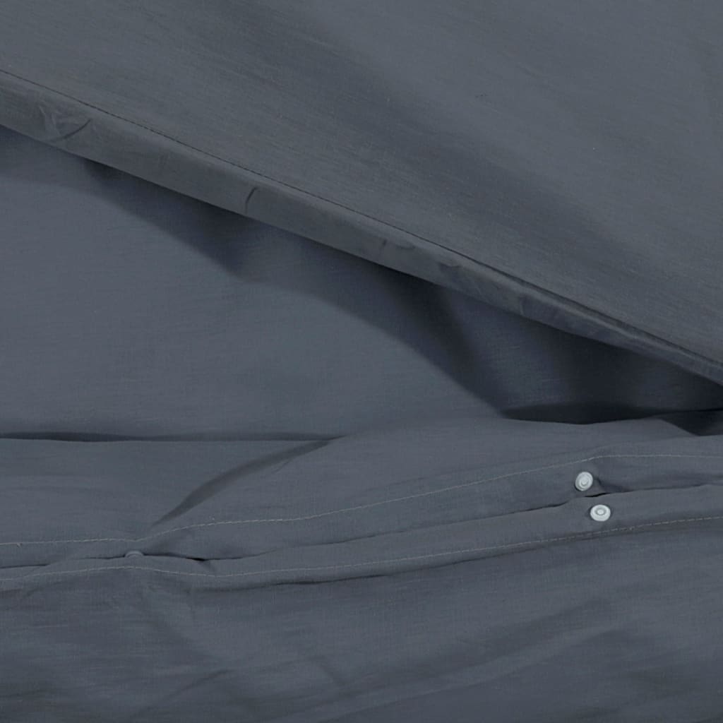 vidaXL Conjunto de capa de edredão 140x200 cm algodão cinza-escuro