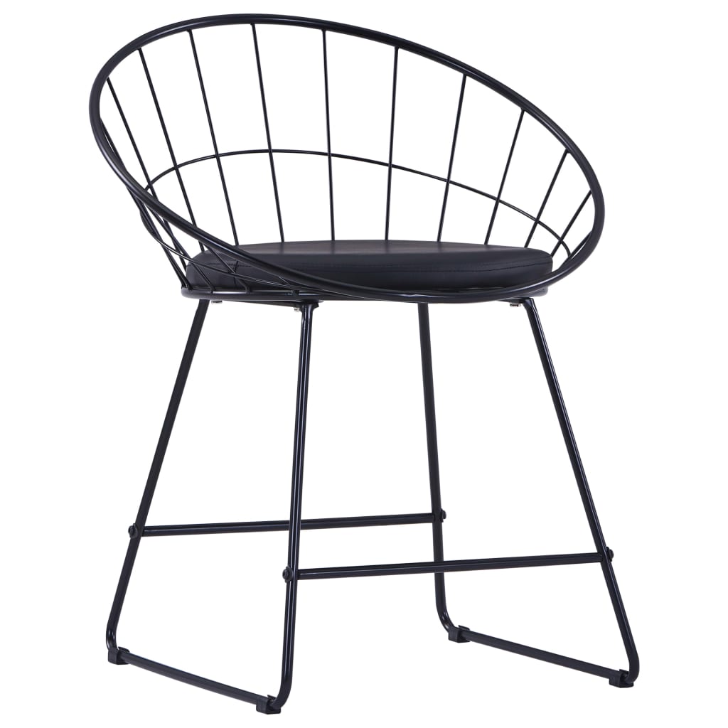 vidaXL Cadeiras jantar c/ assentos em couro artificial 6 pcs aço preto